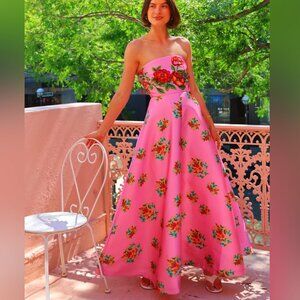 Aston Studio Audrey Floral Strapless Fit & Flare Maxi Dress